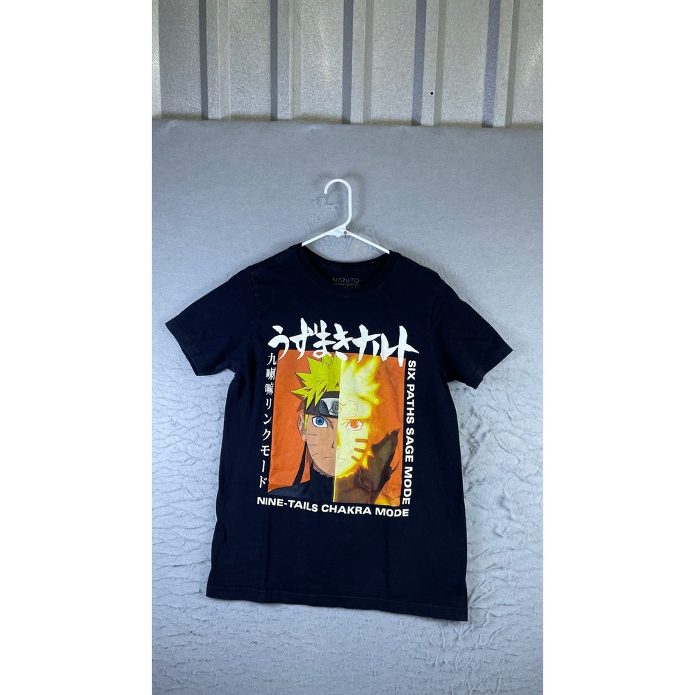 Naruto Shippuden T Shirt Mens M Black Excellent Nine-Tails Chakra Sage Mode Tee